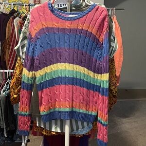 Talbots Colorful Striped Crew Neck Sweater
